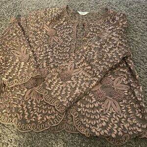 Celsa rosé floral embroidered blazer